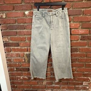 Judy‎ Blue women's dyed wide leg cropped jeans olive green size 15/32 FLAW NOTED